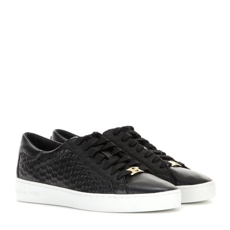 michael kors black leather sneakers|michael kors black sneakers women's.